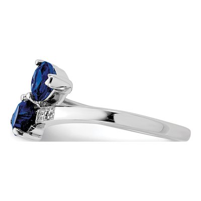 Sterling Silver Sapphire & Diamond Heart Ring – view 4