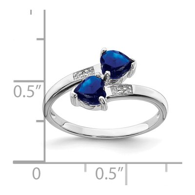 Sterling Silver Sapphire & Diamond Heart Ring – view 5