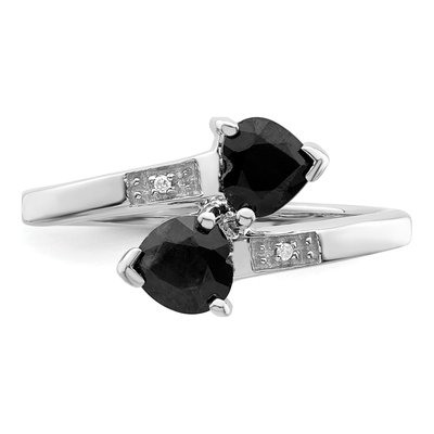 Sterling Silver Sapphire & Diamond Heart Ring – view 6