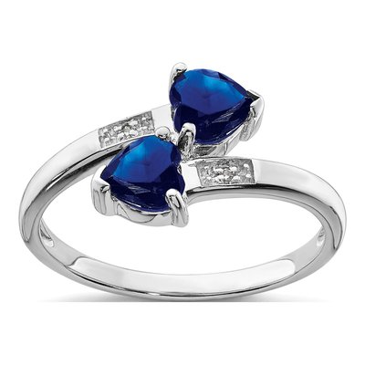 Sterling Silver Sapphire & Diamond Heart Ring