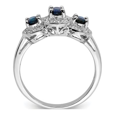 Sterling Silver 1/15 ct tw Sapphire & Diamond Ring – view 3