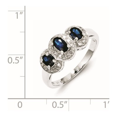 Sterling Silver 1/15 ct tw Sapphire & Diamond Ring – view 4