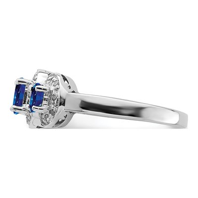 Sterling Silver 1/15 ct tw Sapphire & Diamond Ring – view 5