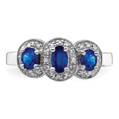 Sterling Silver 1/15 ct tw Sapphire & Diamond Ring – view 6