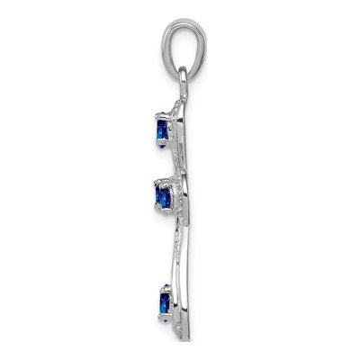 Sterling Silver Sapphire & Diamond Cross Pendant – view 3