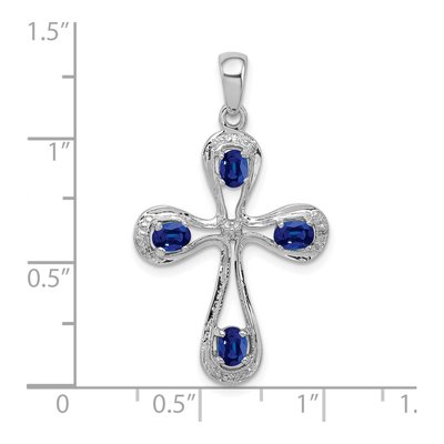 Sterling Silver Sapphire & Diamond Cross Pendant – view 4