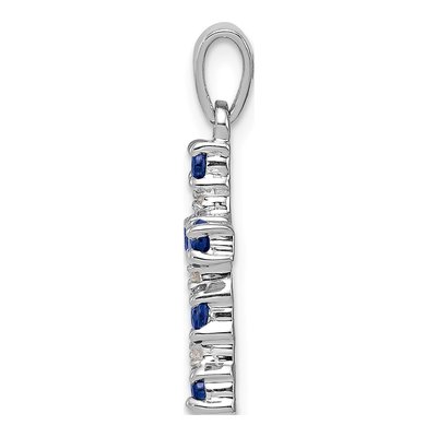 Sterling Silver Sapphire & Diamond Cross Pendant – view 3
