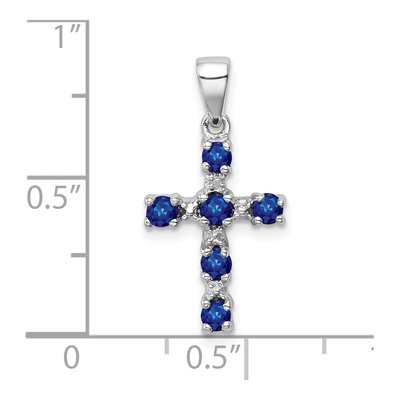 Sterling Silver Sapphire & Diamond Cross Pendant – view 4