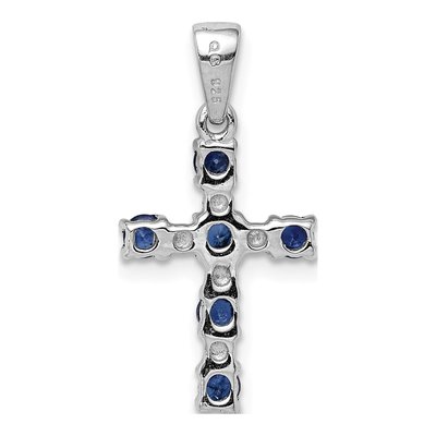 Sterling Silver Sapphire & Diamond Cross Pendant – view 5