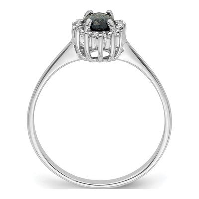 Sterling Silver Sapphire & Diamond Oval Ring – view 3