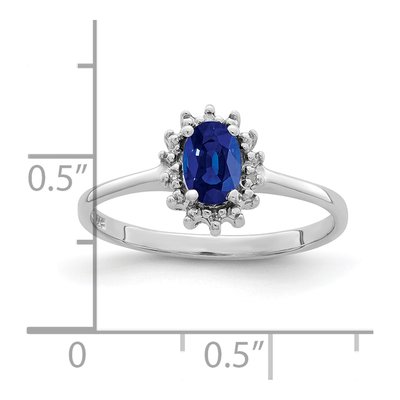 Sterling Silver Sapphire & Diamond Oval Ring – view 4