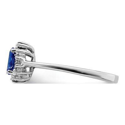 Sterling Silver Sapphire & Diamond Oval Ring – view 5