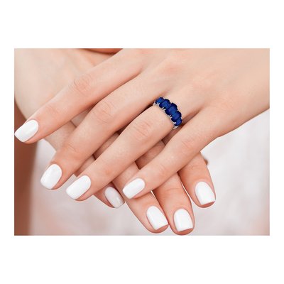 Sterling Silver Lab-Created Sapphire & Sapphire Ring – view 7