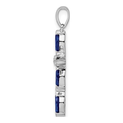 Sterling Silver Sapphire & Diamond Marquise Pendant – view 3
