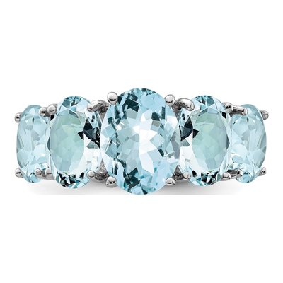 Sterling Silver Aquamarine Aqua Ring – view 6