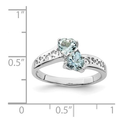 Sterling Silver Aquamarine Heart Ring – view 5