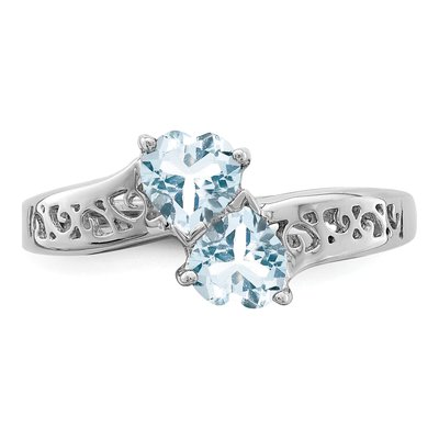 Sterling Silver Aquamarine Heart Ring – view 6
