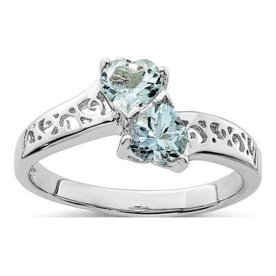 Sterling Silver Aquamarine Heart Ring