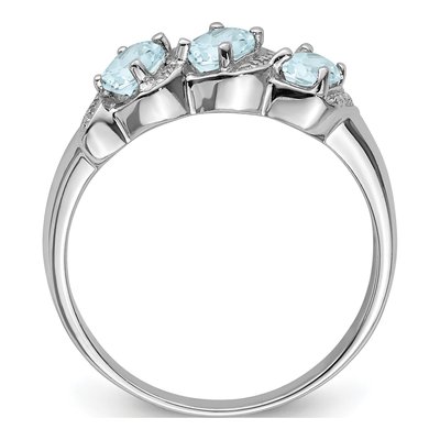 Sterling Silver Aquamarine & Diamond Aqua Ring – view 3