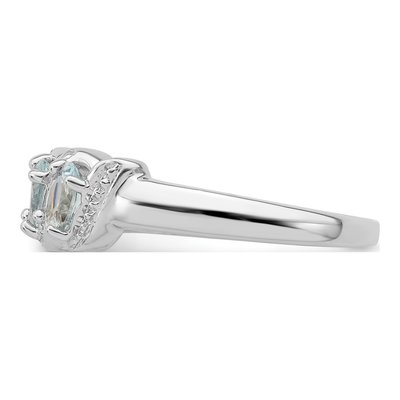 Sterling Silver Aquamarine & Diamond Aqua Ring – view 4