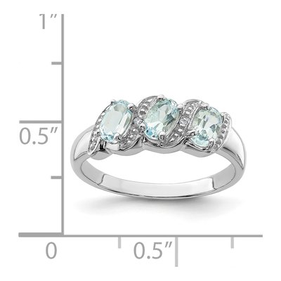 Sterling Silver Aquamarine & Diamond Aqua Ring – view 5