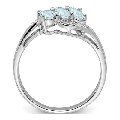 Sterling Silver Aquamarine & Diamond Aqua Ring – view 3