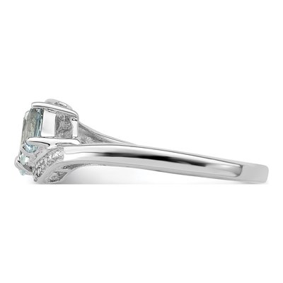Sterling Silver Aquamarine & Diamond Aqua Ring – view 4