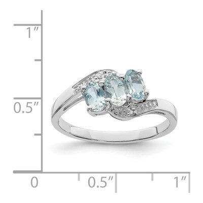 Sterling Silver Aquamarine & Diamond Aqua Ring – view 5