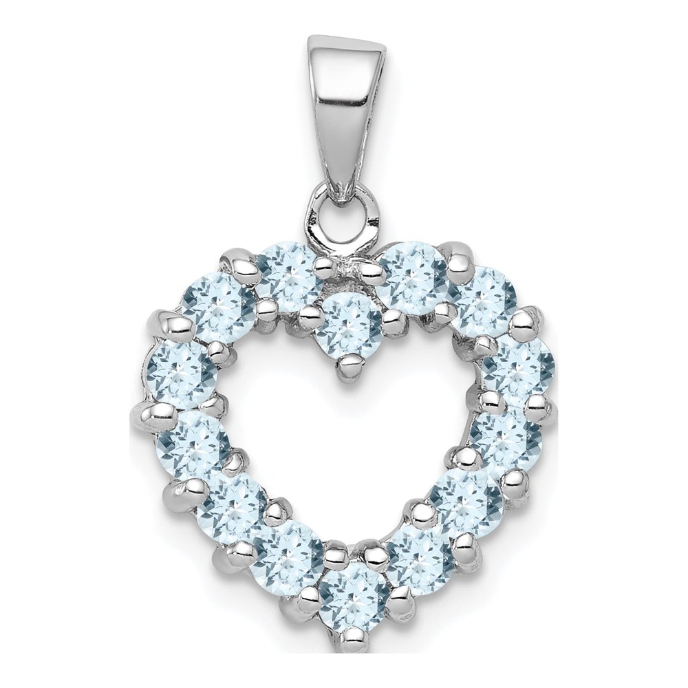 Sterling Silver Aquamarine Heart Pendant