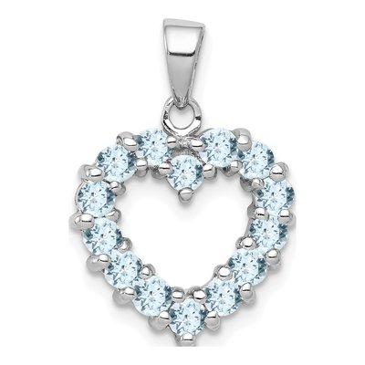 Sterling Silver Aquamarine Heart Pendant
