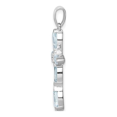 Sterling Silver Aquamarine & Diamond Cross Pendant – view 3