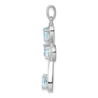 Sterling Silver Aquamarine & Diamond Cross Pendant – view 3