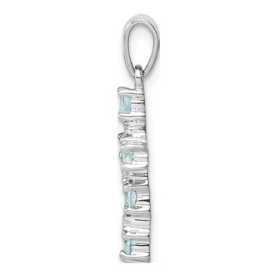Sterling Silver Aquamarine & Diamond Cross Pendant – view 3