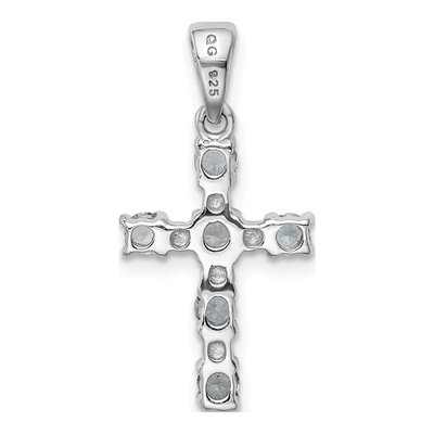 Sterling Silver Aquamarine & Diamond Cross Pendant – view 5