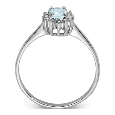Sterling Silver Aquamarine & Diamond Ring – view 3