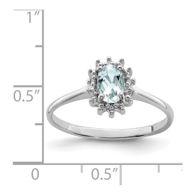 Sterling Silver Aquamarine & Diamond Ring – view 4