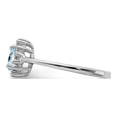 Sterling Silver Aquamarine & Diamond Ring – view 5