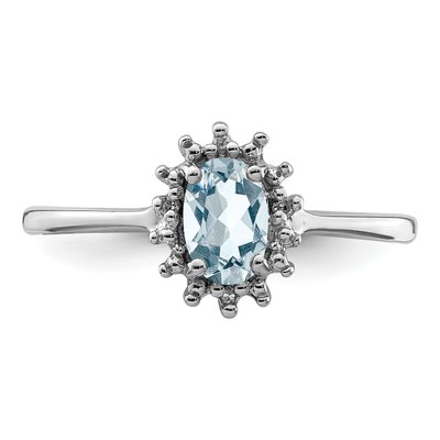 Sterling Silver Aquamarine & Diamond Ring – view 6