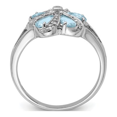 Sterling Silver Aquamarine & Diamond Ring – view 3