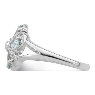 Sterling Silver Aquamarine & Diamond Ring – view 4