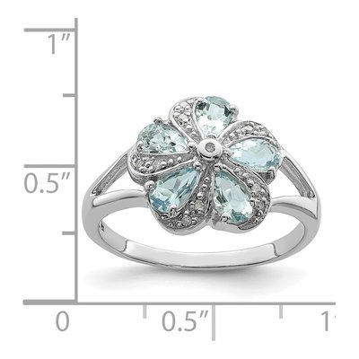 Sterling Silver Aquamarine & Diamond Ring – view 5
