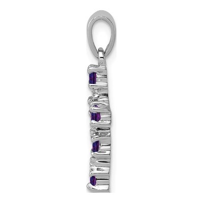 Sterling Silver Amethyst & Diamond Cross Pendant – view 3
