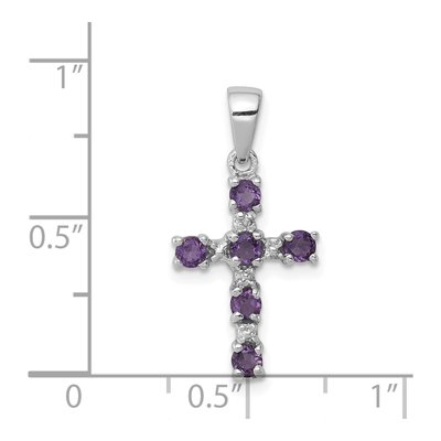 Sterling Silver Amethyst & Diamond Cross Pendant – view 4