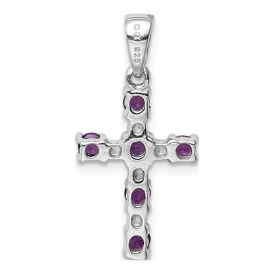 Sterling Silver Amethyst & Diamond Cross Pendant – view 5