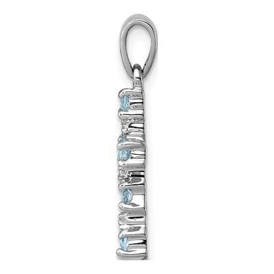 Sterling Silver Sky Blue Topaz & Diamond Cross Pendant – view 3