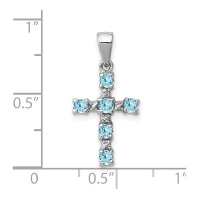 Sterling Silver Sky Blue Topaz & Diamond Cross Pendant – view 4