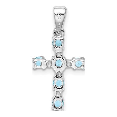 Sterling Silver Sky Blue Topaz & Diamond Cross Pendant – view 5