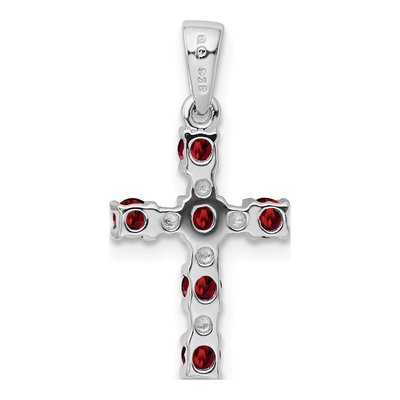 Sterling Silver Garnet & Diamond Cross Pendant – view 5