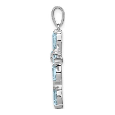 Sterling Silver Sky Blue Topaz & Diamond Cross Pendant – view 3