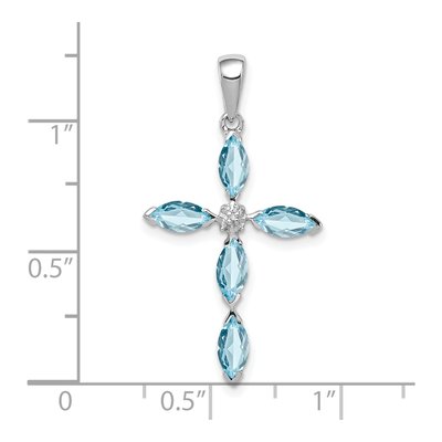 Sterling Silver Sky Blue Topaz & Diamond Cross Pendant – view 5